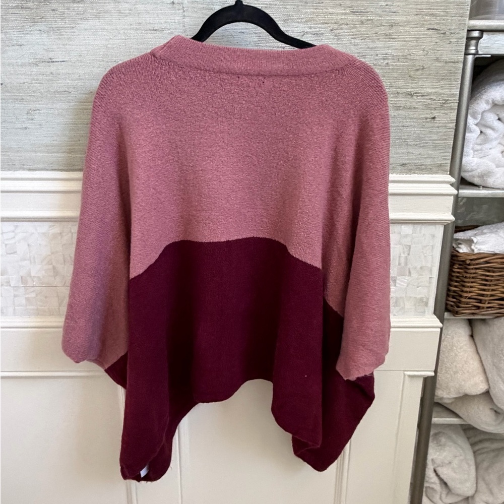 OS one size large medium Ann Taylor Factory color block Two-Tone poncho sweater - Picture 8 of 8